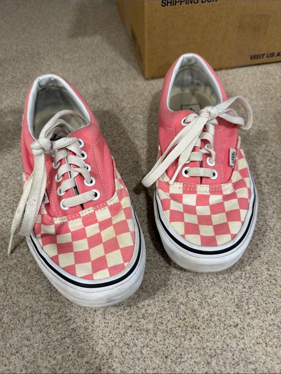 Vans Shoes - Vans Pink Checkerboard Lace-Up Canvas Sneakers
